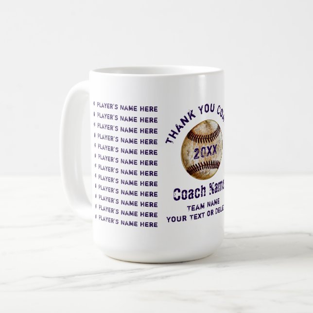 Mug Cadeaux pas chers pour entraîneurs de baseball, Vo (Devant gauche)