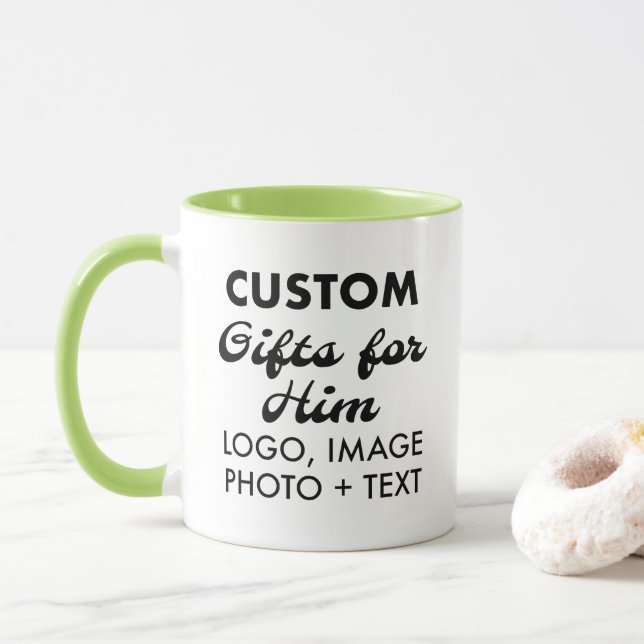 Mug Cadeaux personnalisés pour lui Lime Green Combo Mu (Avec donut)