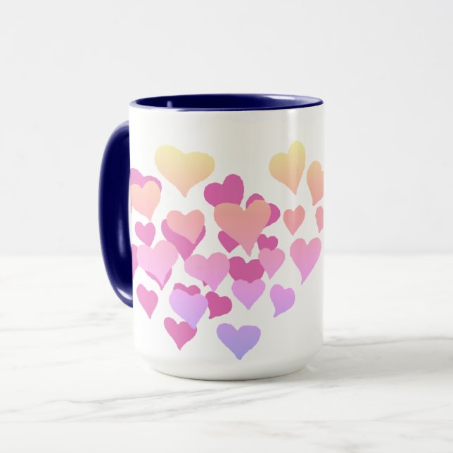 Mug Cadeaux personnalisés Saint-Valentin, Coeurs roses (Devant gauche)