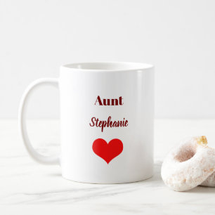 Mug Cadeaux Tante Nom du monogramme Bourgogne Rouge Co