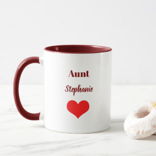 Mug Cadeaux Tante Nom personnalisé Bourgogne Rouge Coe