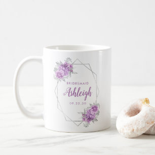 Mug Cadre argenté géométrique floral lavande Demoisell
