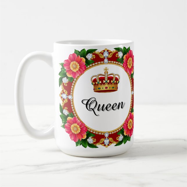 Mug Cadre Couronne Royale Avec Diamants Et Bordure Flo (Gauche)