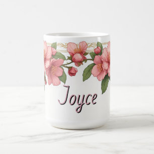 Mug Cadre de bordure florale rose or vintage