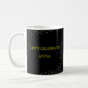 Mug Cadre de confettis pastel mignon Cadeau de célébra