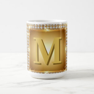 Mug ✨ Cadre de monogramme doré avec nom personnalisé ✨