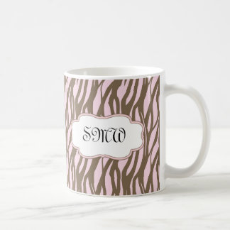Mug Cadre de monogramme rose et Brown