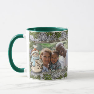 Mug Cadre de photo de vacances de bonhomme de neige mi