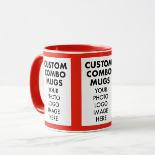 Mug Cadre de portrait Rouge 4:6 3 x Photo Combo person