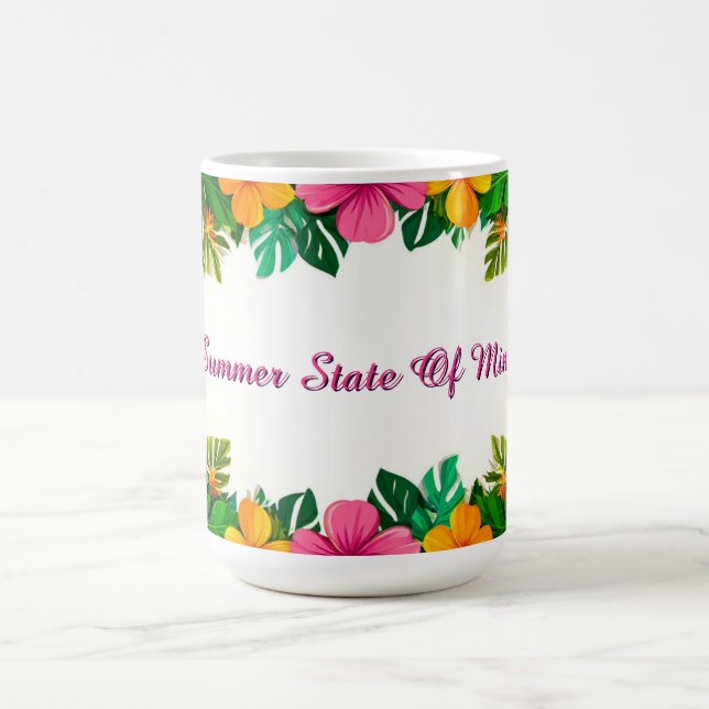 Mug Cadre d'Hibiscus Tropical Avec Feuilles d'Été 🌴 (Centre)