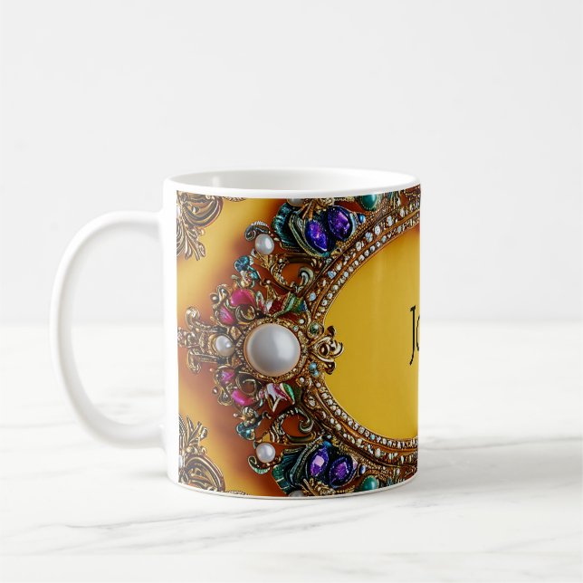 Mug Cadre Doré Avec Perles Élégantes (Gauche)