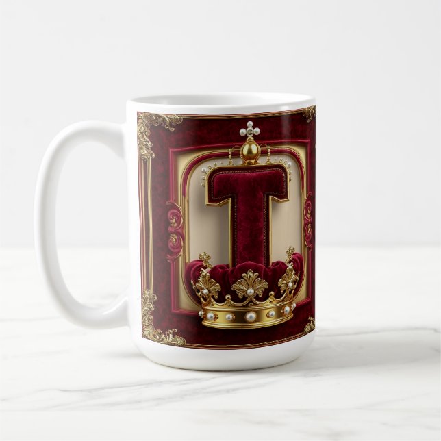 Mug Cadre doré luxueux avec monogramme couronné (Gauche)