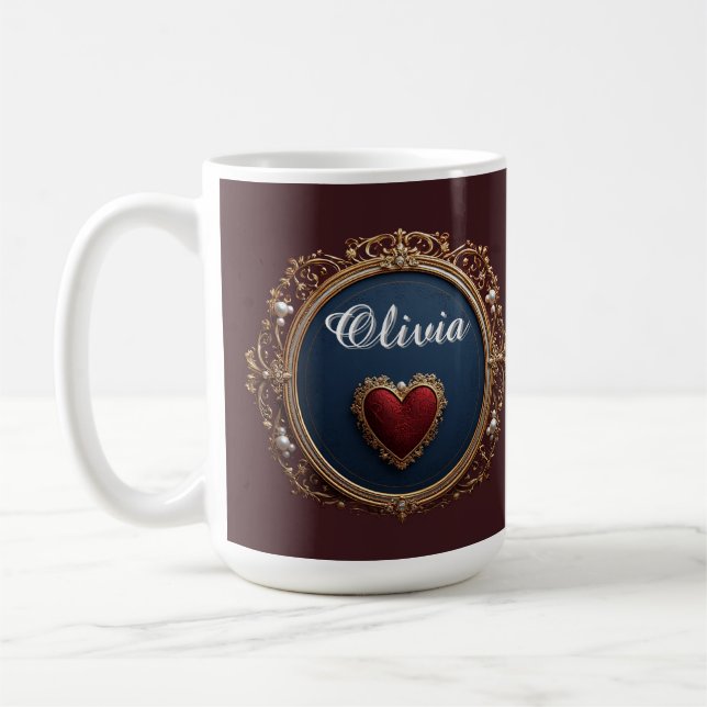 Mug Cadre doré luxueux avec perles (Gauche)