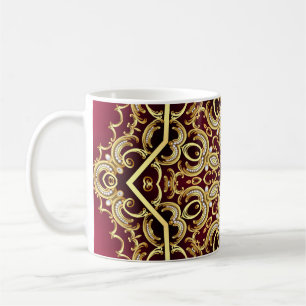 Mug Cadre élégant : perle et or.