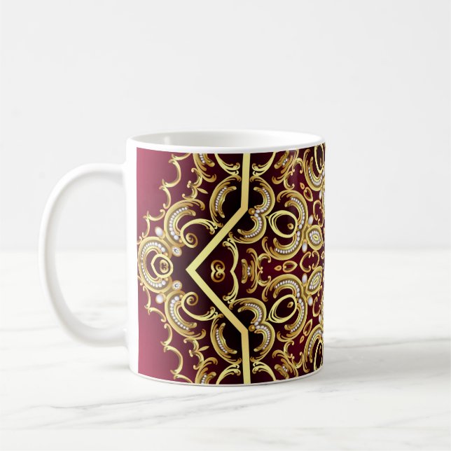 Mug Cadre élégant : perle et or. (Gauche)