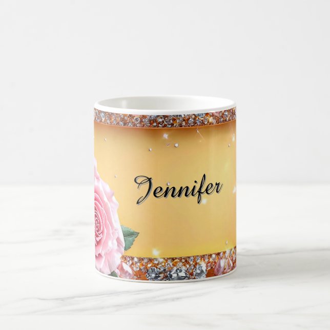 Mug Cadre Élégant Rose et Bijou (Centre)