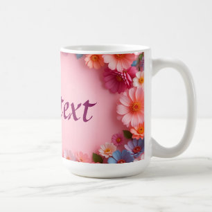 Mug Cadre Floral Coloré Sur Arrière - plan Rose Clair