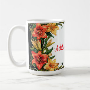 Mug Cadre floral magnifique avec des fleurs rouges et 