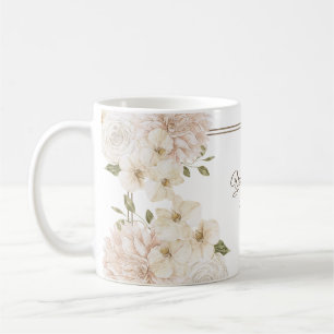 Mug Cadre floral rose blanc Vert Mariage moderne Fête