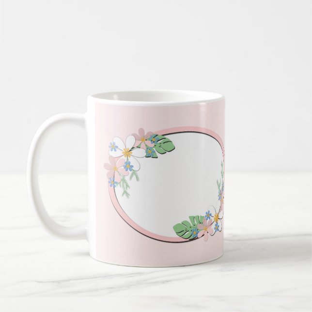 Mug Cadre floral rose rond enfants ressort personniza  (Gauche)
