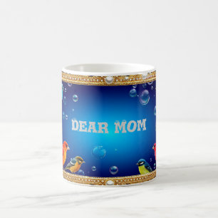 Mug Cadre Orné Élégant avec Oiseaux Vibrants