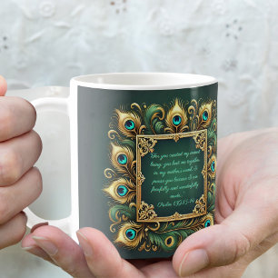 Mug Cadre Peacock Or Vert Personnalisable