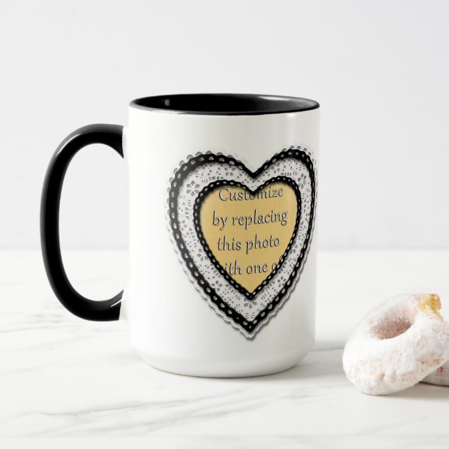 Mug Cadre photo du coeur déchiré (Avec donut)