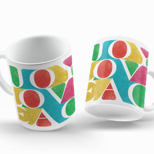 Mug cadre photo LOVE PAIX JOIE coloré