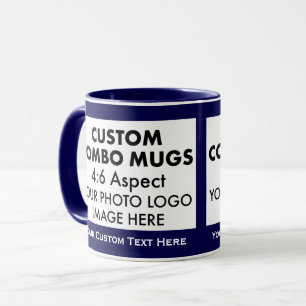 Mug Cadre photo personnalisé Navy 4:6 Paysage 2 x Comb