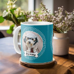 Mug Cadre photo pour animal de compagnie avec os et po<br><div class="desc">Une façon amusante d'afficher une photo de votre animal favori. La bordure en pois de polka encadre une jolie photo et le nom du chien est à l'intérieur d'un os de chien de dessin animé. Ajoutez votre photo de chiot préférée et faites un adorable gardien des animaux de compagnie.</div>