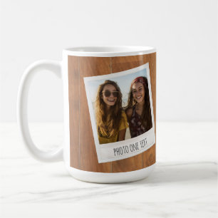 Mug Cadre Photo Rétro - 2 Photos sur Bois Rustique