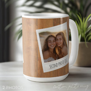 Mug Cadre Photo Rétro - 2 Photos sur Bois Rustique