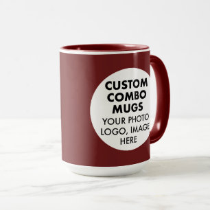 Mug Cadre Rond 2 Photo Logo Grand Marron Combo Personn