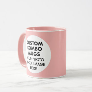 Mug Cadre Rond 2 x Logo Photo Rose Combo Personnalisé