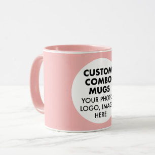 Mug Cadre Rond Photo Logo Rose Combo Personnalisé