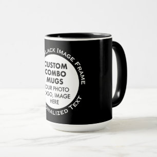 Mug Cadre Rond Photo & Texte Grand Combo Noir Personna
