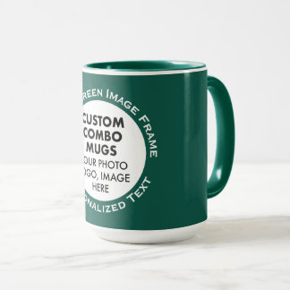 Mug Cadre Rond Photo & Texte Grand Combo Vert Personna