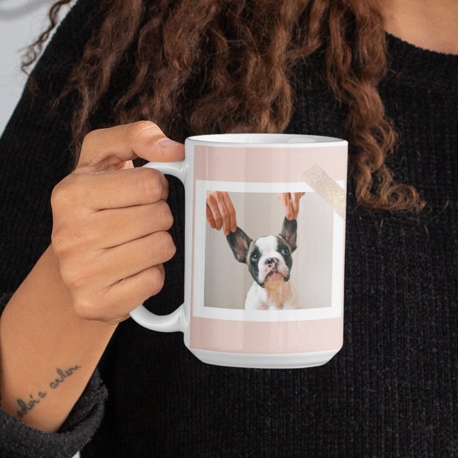 Mug Cadre rose Pastel moderne | Photo personnelle de c (Créateur téléchargé)