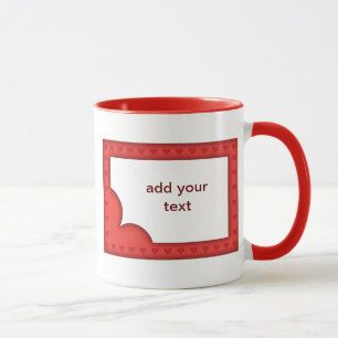 Mug Cadre rouge romantique avec coeurs
