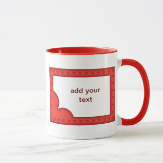 Mug Cadre rouge romantique avec coeurs
