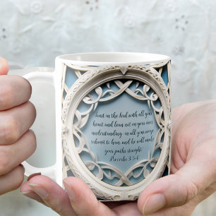 Mug Cadre Tissé Blanc Verset Personnalisable