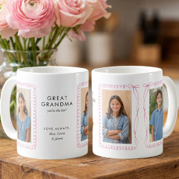 Mug Cadres de photos Ruban Rose Éditable Arrière-mémé