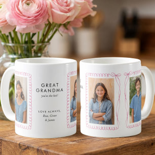 Mug Cadres de photos Ruban Rose Éditable Arrière-mémé