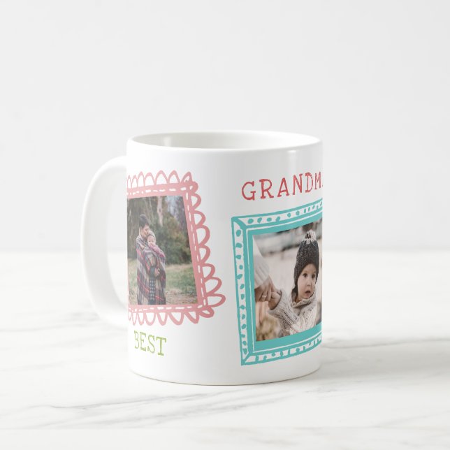 Mug Cadres griffés Meilleur Collage photo grand-mère (Devant gauche)
