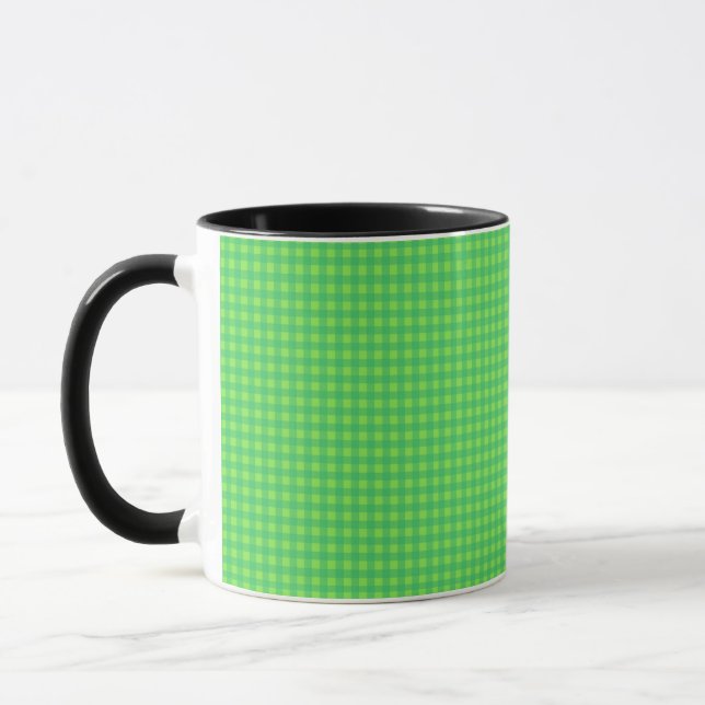 Mug Café à carreaux Gingham vert brillant (Gauche)