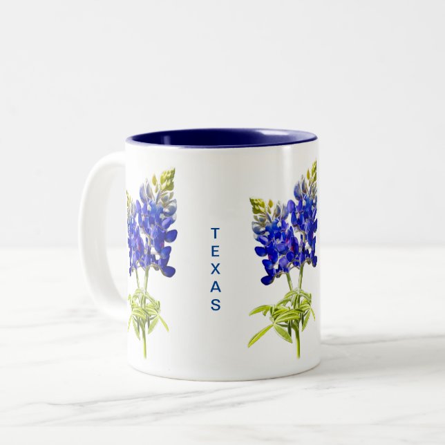 Mug Café à deux tons avec des Bluebonnets du Texas (Devant gauche)