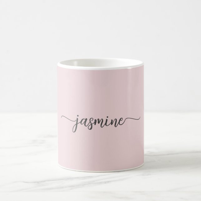 Mug Café à la signature de monogramme rose saumon élég (Centre)