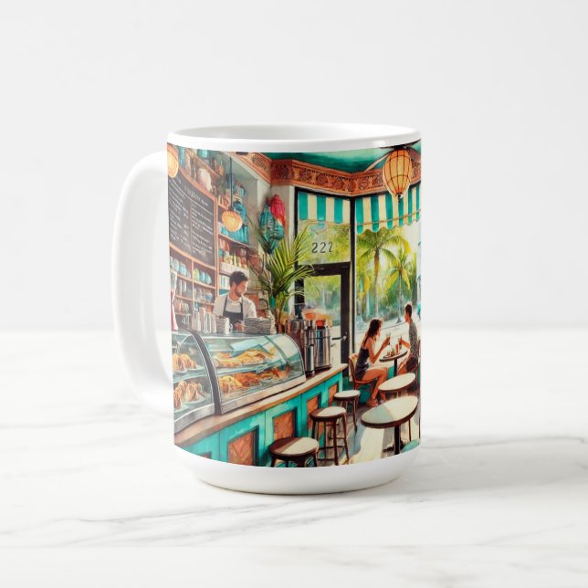 Mug Café à Miami Watercolor (Devant gauche)