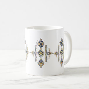 MUG CAFÉ à motif de symétrie abstraite Navy & Or