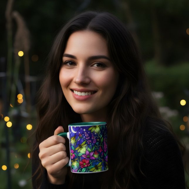 Mug café abeille florale de style vitrail  (Créateur téléchargé)